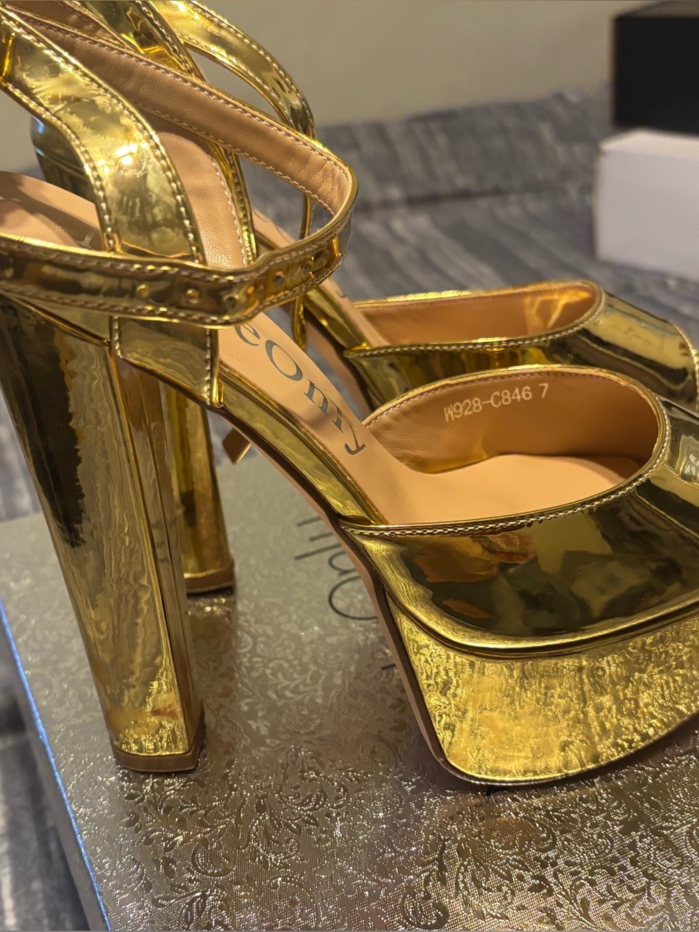 Gold Platform High-Heel Sandals - Women's Elegant Evening Shoe